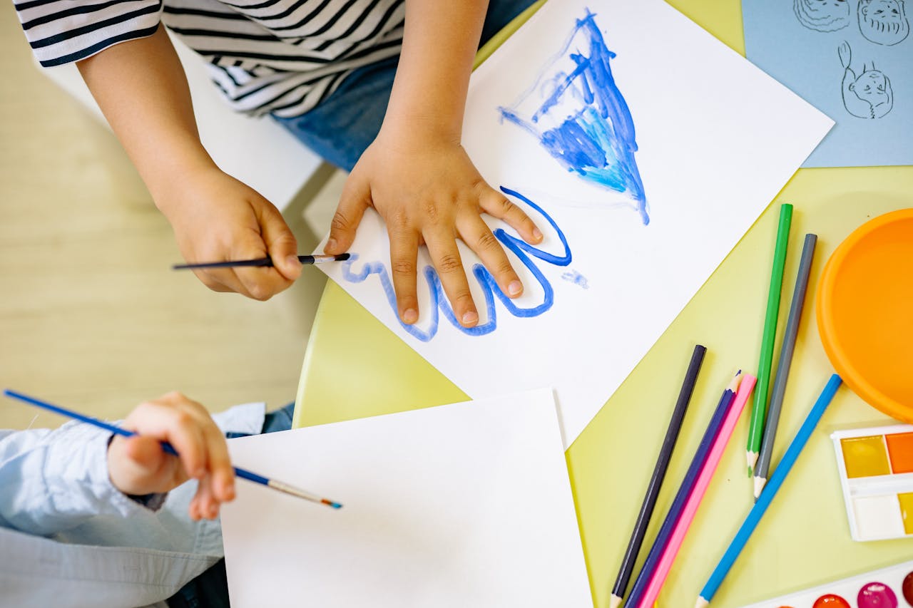 Child doing hands-on creative learning activity