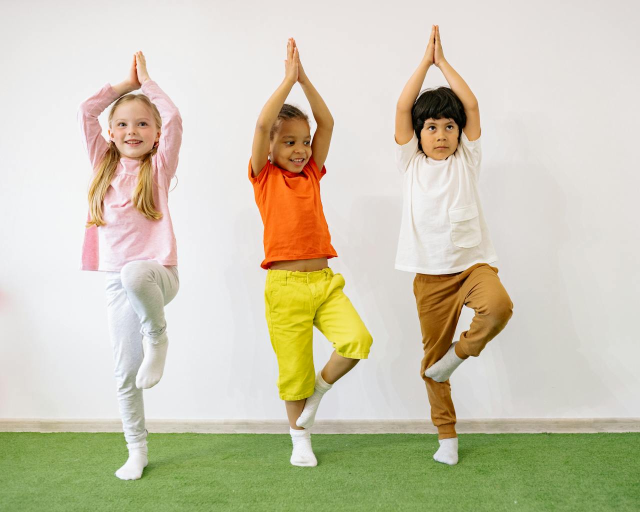 Diverse children doing group activity together